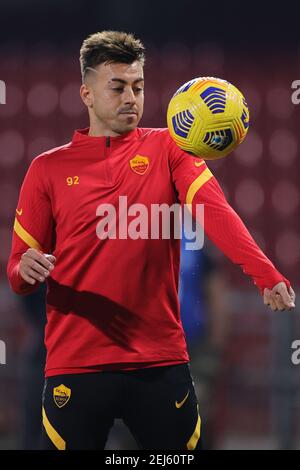 Benevento, Italie. 21 février 2021. Stephan El Shaarawy d'AS Roma avant la série UN match de football entre Benevento Calcio et AS Roma au stade Ciro Vigorito à Benevento (Italie), le 21 février 2021. Photo Cesare Purini/Insidefoto crédit: Insidefoto srl/Alay Live News Banque D'Images