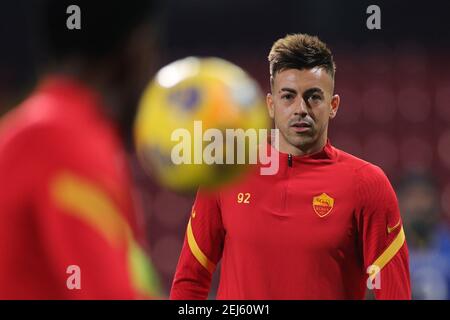 Benevento, Italie. 21 février 2021. Stephan El Shaarawy d'AS Roma avant la série UN match de football entre Benevento Calcio et AS Roma au stade Ciro Vigorito à Benevento (Italie), le 21 février 2021. Photo Cesare Purini/Insidefoto crédit: Insidefoto srl/Alay Live News Banque D'Images