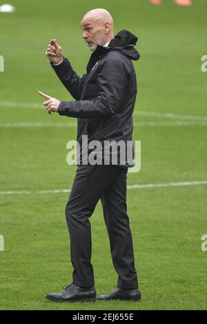 Milan, Italie. 21 février 2021. Stefano Pioli, entraîneur de Milan, lors de la série UN match de football entre l'AC Milan et le FC Internazionale au stade San Siro de Milan (Italie), le 21 février 2021. Photo Andrea Staccioli/Insidefoto crédit: Insidefoto srl/Alamy Live News Banque D'Images