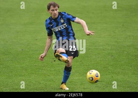 Milan, Italie. 21 février 2021. Nicolo' Barella de l'Inter lors de la série UN match de football entre l'AC Milan et le FC Internazionale au stade San Siro de Milan (Italie), le 21 février 2021. Photo Andrea Staccioli/Insidefoto crédit: Insidefoto srl/Alamy Live News Banque D'Images