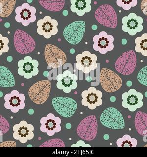 Motif floral géométrique sur fond gris Illustration de Vecteur