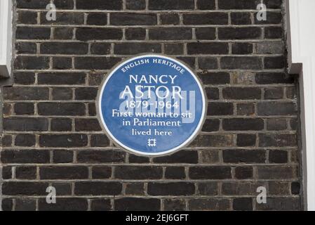 4, place Saint-James, Nancy Astor Blue plaque Banque D'Images