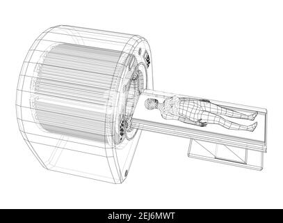 Patiente allongée sur un scanner CT ou IRM. Vecteur Illustration de Vecteur