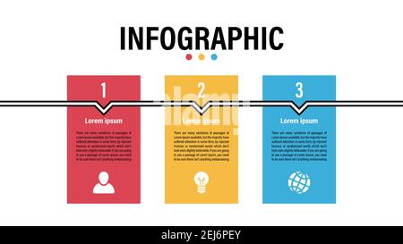 Modèle de conception graphique avec illustration de vecteur de concept métier avec 3 les étapes, les options ou les processus représentent le flux de travail ou le diagramme Illustration de Vecteur