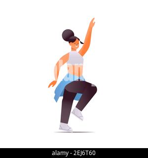 danseuse de sport de sport de fitness fille faisant des exercices de danse illustration vectorielle isolée pleine longueur Illustration de Vecteur