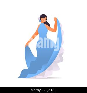 danseuse vêtue d'une fille sportive de style oriental qui danse exerce une illustration vectorielle pleine longueur isolée Illustration de Vecteur