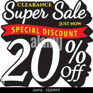 Vol. Super sale 20 pour cent de design de tête noir style Old School pour la bannière ou l'affiche. Vente et rabais concept. Illustration vectorielle. Illustration de Vecteur