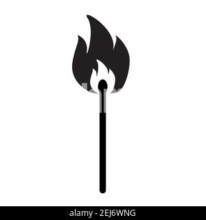 icône burning match sur fond blanc. panneau burning match stick. symbole lucifer match. style plat. Banque D'Images