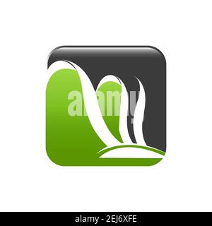 Nouveau logo de tondeuse à gazon vert sur W illustration vectorielle de modèle de style de lettre Illustration de Vecteur