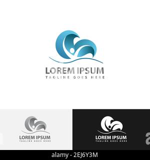 dans le style bleu abstrait sain personnes logo design illustrations vectorielles pour le logo de l'exercice gym yoga pillates Illustration de Vecteur