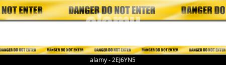 ruban rayé jaune de danger vectoriel 3d réaliste, ruban d'avertissement des panneaux d'avertissement pour scène de crime ou zone de construction. Isolé sur transparent. Illustration de Vecteur