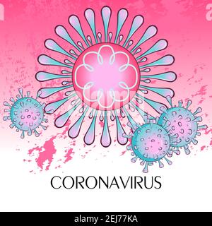 Concept médical pandémique avec cellules dangereuses. Couper et des cellules virales entières. Illustration vectorielle. Arrêter le coronavirus. Danger et risque pour la santé publique maladie et épidémie de grippe. Illustration de Vecteur