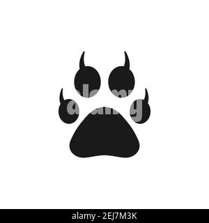 Icône Paw. Trace de patte d'impression noire. Empreinte d'un animal inconnu. Vecteur isolé sur un blanc. Illustration de Vecteur