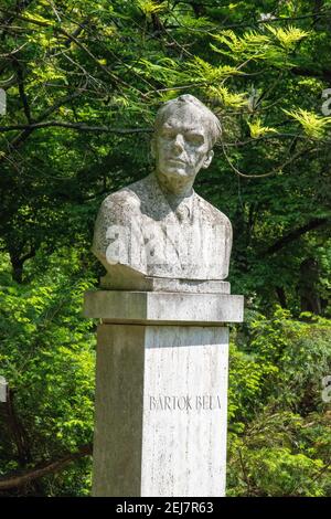 Buste de Bela Bartok, île Margaret, Budapest, Hongrie. Béla Viktor János Bartók était un compositeur, pianiste et ethnomusicologue hongrois. Banque D'Images