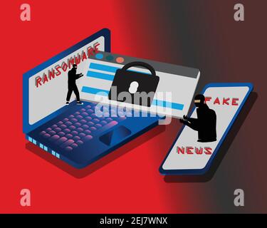 Ransomware malware wannacry risque symbole hacker cyber attaque concept virus ordinateur NotPetya Specter Meltdown infection infographie. Hack en ligne Vector Illustration de Vecteur