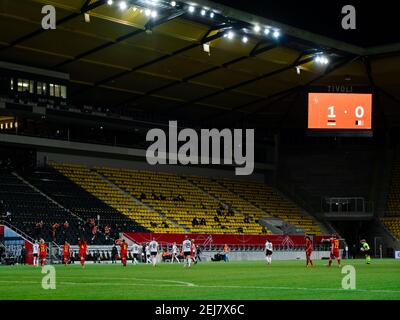 Aix-la-Chapelle, Allemagne . 21 février 2021. Demi-temps pendant les trois nations.une coupe de but entre l'Allemagne et la Belgique au stade Tivoli d'Aix-la-Chapelle, en Allemagne. Crédit: SPP Sport presse photo. /Alamy Live News Banque D'Images