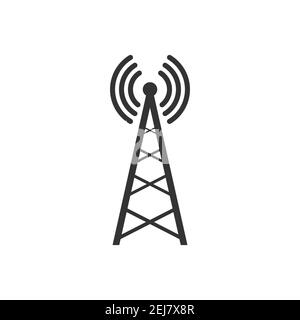 Icône de l'antenne de l'émetteur. Symbole de tour de diffusion. Équipement de technologie sans fil. Vecteur isolé sur blanc Illustration de Vecteur