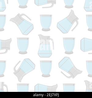 Illustration sur le thème ensemble coloré types identiques cruches en verre pour l'eau potable. Motif d'eau composé d'un accessoire de cuisine de collection, même verre Illustration de Vecteur