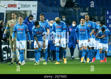 BERGAME, ITALIE - FÉVRIER 21: Équipe de Naples pendant la série A TIM match entre Atalanta B.C. et S.S.C. Naples au stade Gewiss le 21 février 20 Banque D'Images