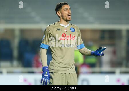 BERGAME, ITALIE - FÉVRIER 21: Gardien de but Alex Meret de Napoli pendant la série A TIM match entre Atalanta B.C. et S.S.C. Naples au stade Gewiss o Banque D'Images