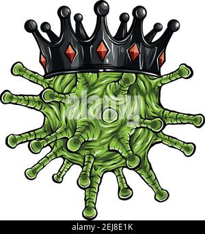 Coronavirus dans un style de dessin animé avec couronne Illustration de Vecteur