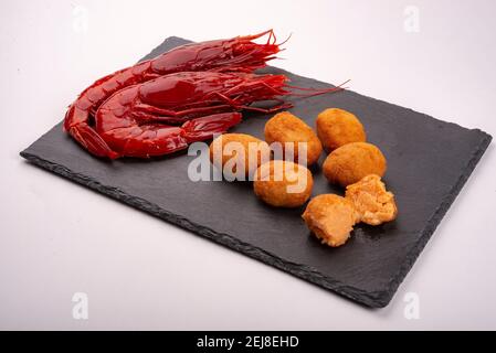 Croquettes de carabineros faites maison. Tapas typiques d'espagne Banque D'Images