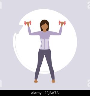 fille faisant de l'exercice avec barbell sain style de vie forme physique vecteur de conception Illustration EPS10 Illustration de Vecteur