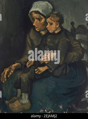 Paysanne avec enfant sur ses genoux. Musée : COLLECTION PRIVÉE. AUTEUR: VINCENT VAN GOGH. Banque D'Images