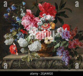 La vie des roses, des tulipes, des anémones et des lilas. Musée : COLLECTION PRIVÉE. Auteur: Nicolas Baudesson. Banque D'Images