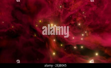 La nébuleuse galactique et la naissance des étoiles le rendu 3d de la galaxie Banque D'Images