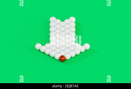Concept de leadership de compétition bien fait à partir de balles blanches et rouges. Conçu comme une illustration de rendu 3d Banque D'Images