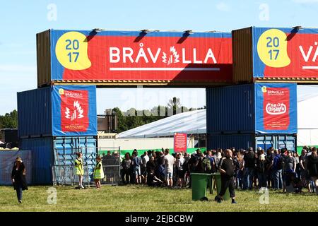 BRÅVALLA, SUÈDE- 28 JUIN 2017: L'entrée au festival Bråvalla 2017. Banque D'Images