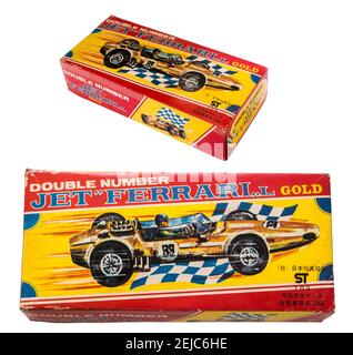 Vintage voiture de course formule 1 jouet art boîte Banque D'Images