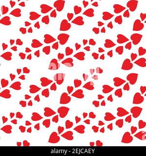 motif sans couture avec brindilles et feuilles en forme de coeur, toile d'impression, papier d'emballage, papier peint, fond en forme de coeur Illustration de Vecteur