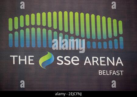 SSE Arena Belfast, qui sera utilisé comme centre de vaccination de la population adulte d'Irlande du Nord pendant son confinement national pour freiner la propagation du coronavirus qui a été prolongé jusqu'au 1er avril. Date de la photo: Lundi 22 février 2021. Banque D'Images