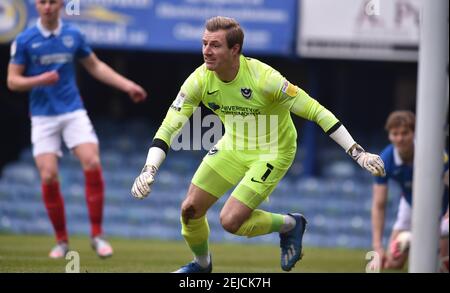 Craig MacGillivray de Portsmouth pendant le Sky Bet League un match entre Portsmouth et Blackpool Town à Fratton Park , Portsmouth , Royaume-Uni - 20 février 2021 usage éditorial seulement. Pas de merchandising. Pour les images de football, les restrictions FA et Premier League s'appliquent inc. Aucune utilisation Internet/mobile sans licence FAPL - pour plus de détails contactez football Dataco : Banque D'Images