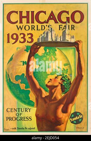 L'exposition mondiale de Chicago en 1933 (UN siècle de progrès). Musée : COLLECTION PRIVÉE. Auteur: Hernando G. Villa. Banque D'Images