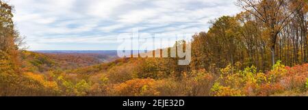 Vue en hauteur des arbres d'automne, parc régional du comté de Brown, comté de Brown, Indiana, États-Unis Banque D'Images