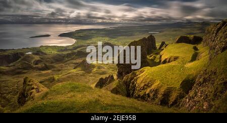 La Table à Quiraing à Trotternish Ridge, île de Skye, Écosse Banque D'Images