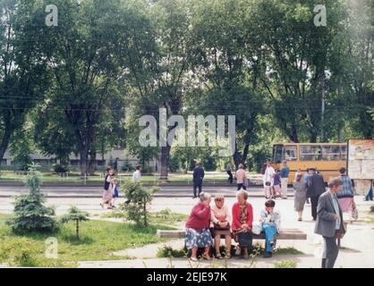 Photo d'époque de la ville de Gomel, Biélorussie années 1990. Banque D'Images