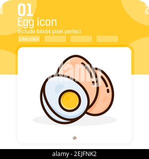 un symbole vectoriel d'icône d'œuf avec style de couleur de ligne isolé sur fond blanc. Illustration vectorielle œufs icône symbole symbole icône concept pour Web, ui, ux, WE Illustration de Vecteur