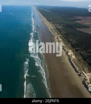 Vue aérienne de la plage, Ninety Mile Beach, Northland, Île du Nord, Nouvelle-Zélande Banque D'Images