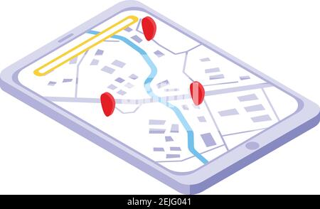 Icône d'itinéraire de la tablette. Isométrique de l'icône de vecteur d'itinéraire de tablette pour la conception de sites Web isolée sur fond blanc Illustration de Vecteur