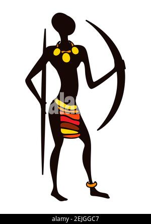 Illustration du chasseur guerrier africain stylisé. Illustration de Vecteur