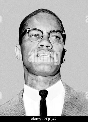 Malcolm X. Portrait du militant musulman des droits de l'homme Malcolm X ( b. Malcolm Little, 1925-1965), 1964 Banque D'Images