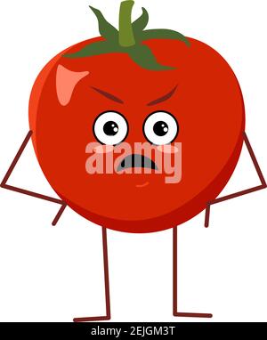 Mignon personnage de tomate avec des émotions en colère Illustration de Vecteur