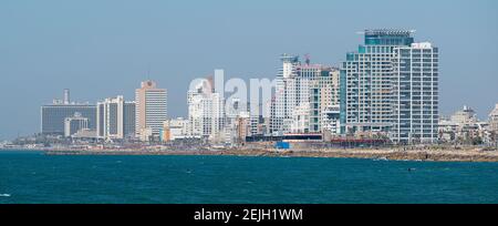 Horizon et mer Méditerranée, tel Aviv, Israël Banque D'Images