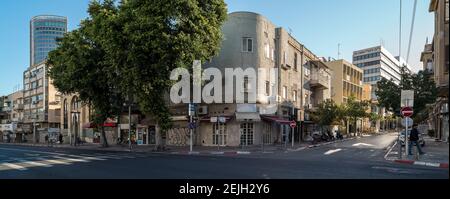 Vue sur la rue de la ville, Allenby Street, tel Aviv, Israël Banque D'Images