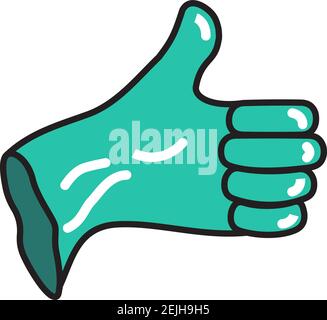 Gants chirurgicaux ou médicaux en latex. Paire de gants en caoutchouc ligne, icône de contour. Protection contre le coronavirus, covid 19 signe simple. Illustration vectorielle Illustration de Vecteur