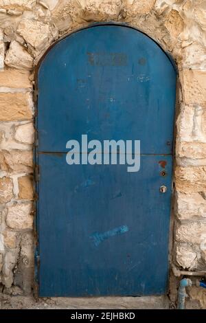 Vue de porte fermée, Safed (Zfat), Galilée, Israël Banque D'Images